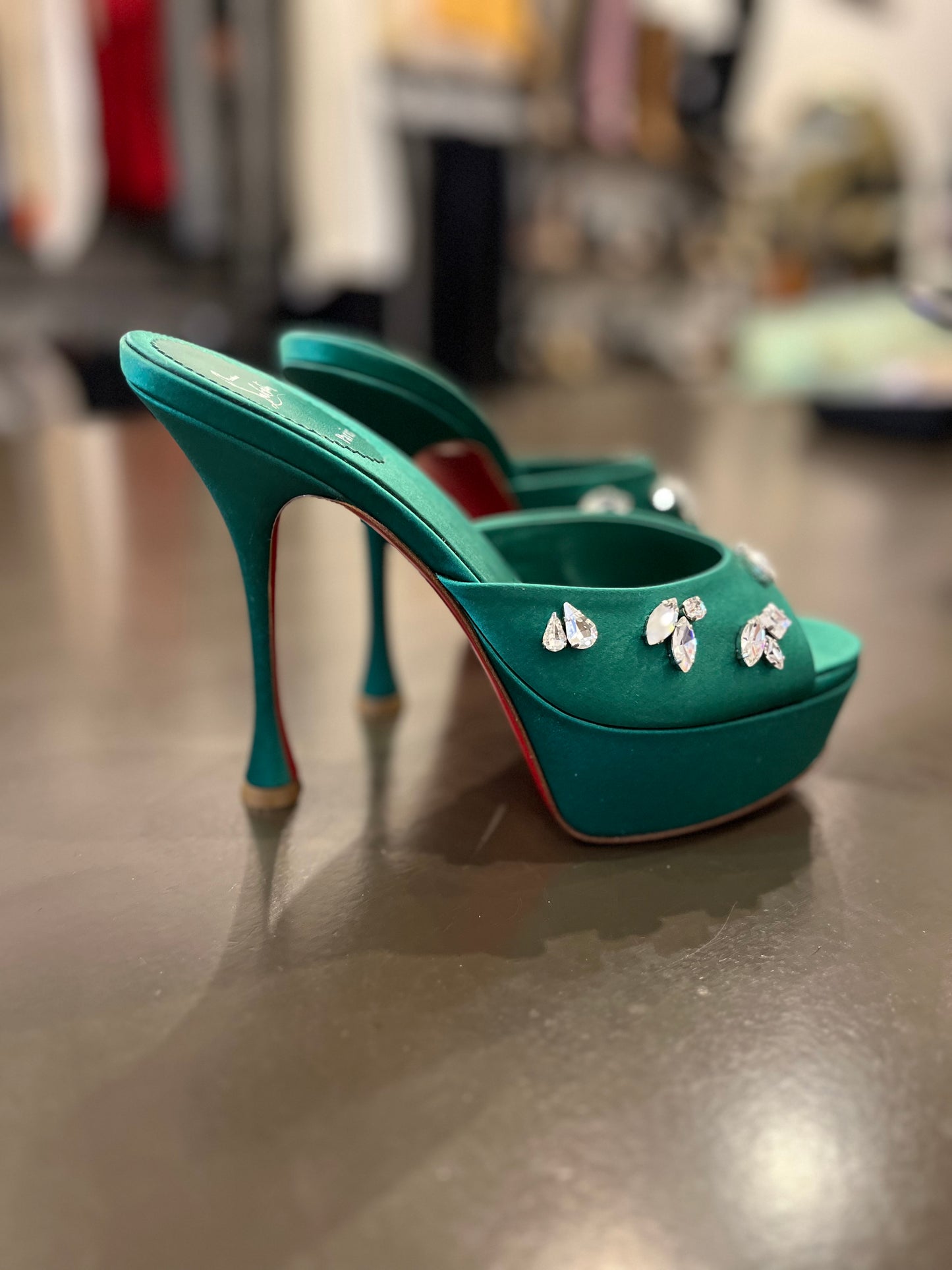 Christian Louboutin crystal-embellished platform mule sandals 38.5