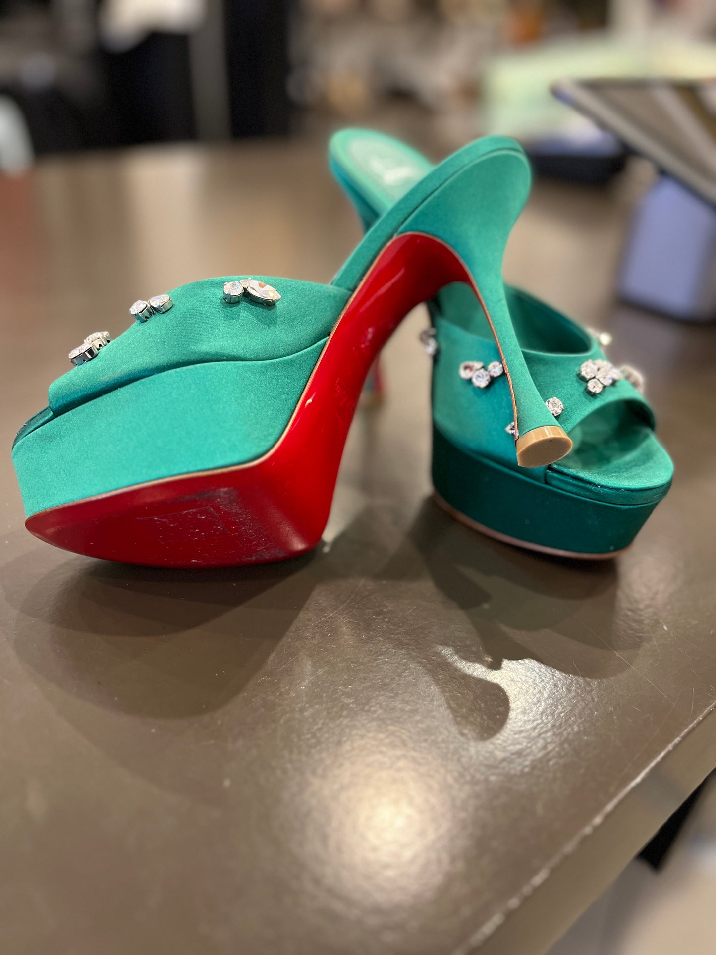 Christian Louboutin crystal-embellished platform mule sandals 38.5