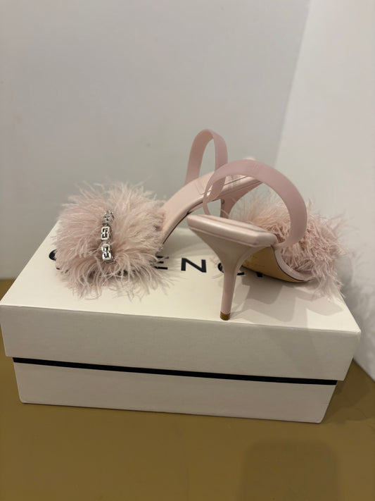 Givenchy Light Pink Feather Slingback Sandals - Size 38