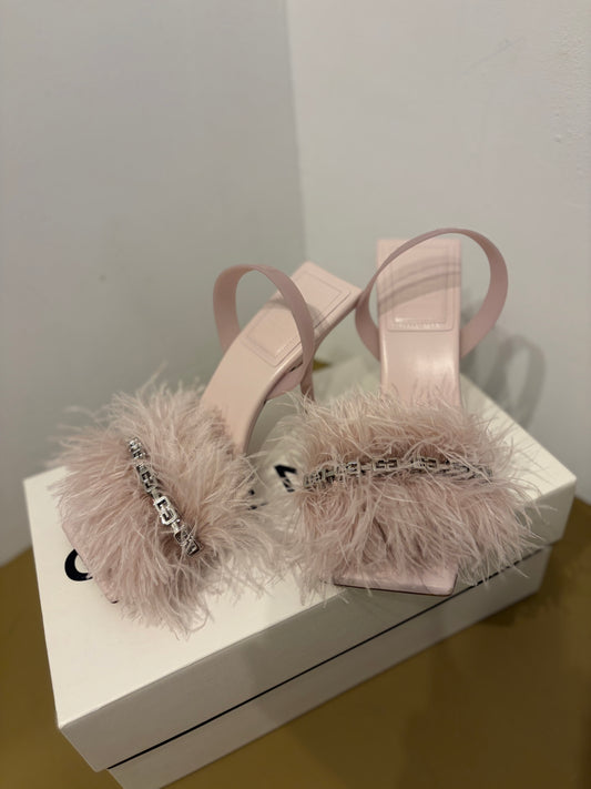 Givenchy Light Pink Feather Slingback Sandals - Size 38