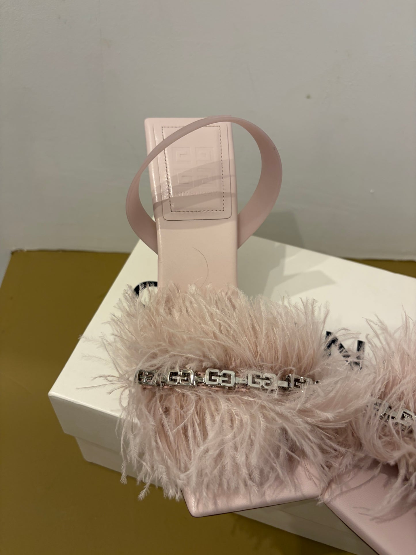 Givenchy Light Pink Feather Slingback Sandals - Size 38