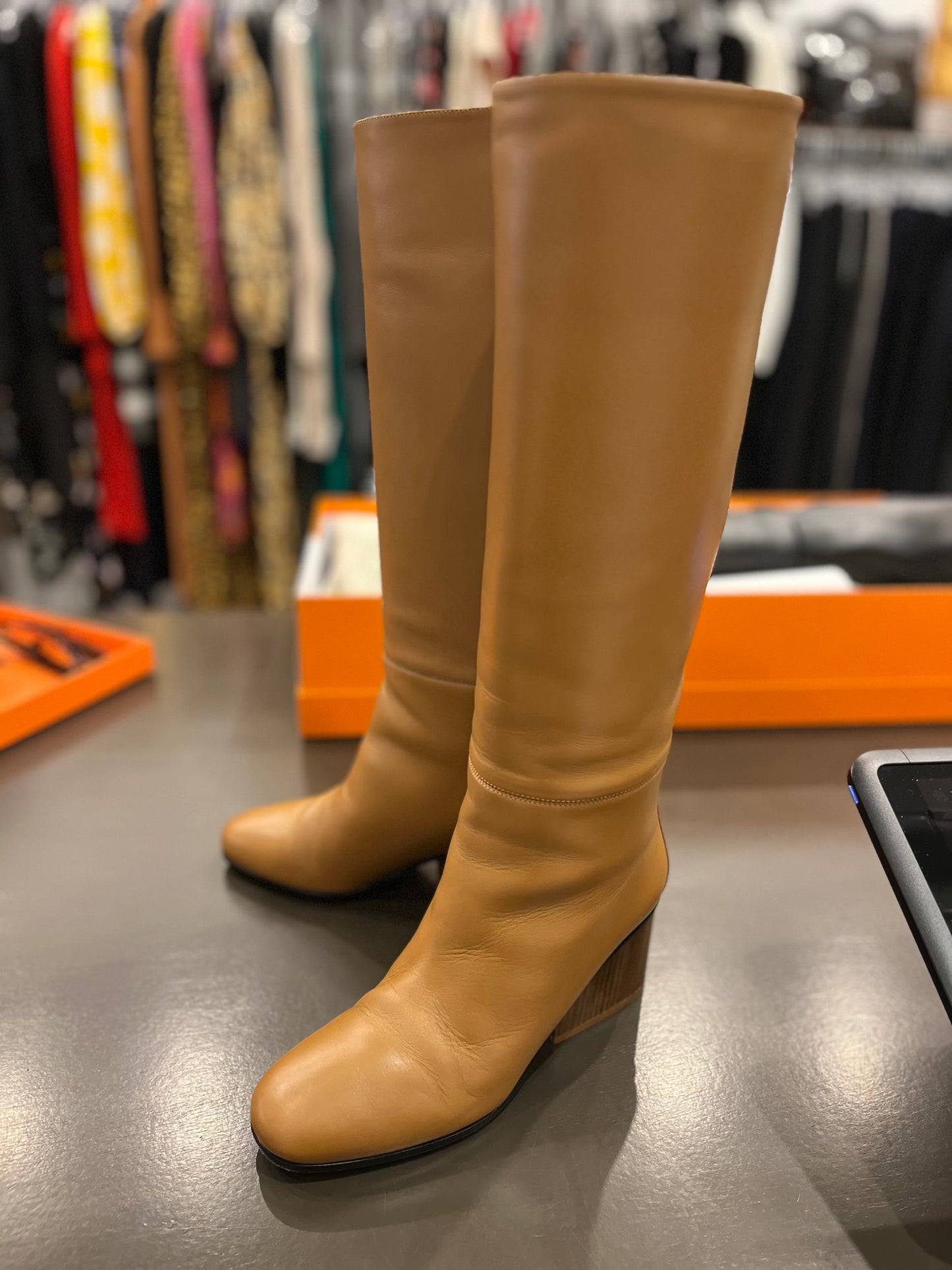 Hermès “New Jersey” Calfskin Boots – Palissandre – Size 38