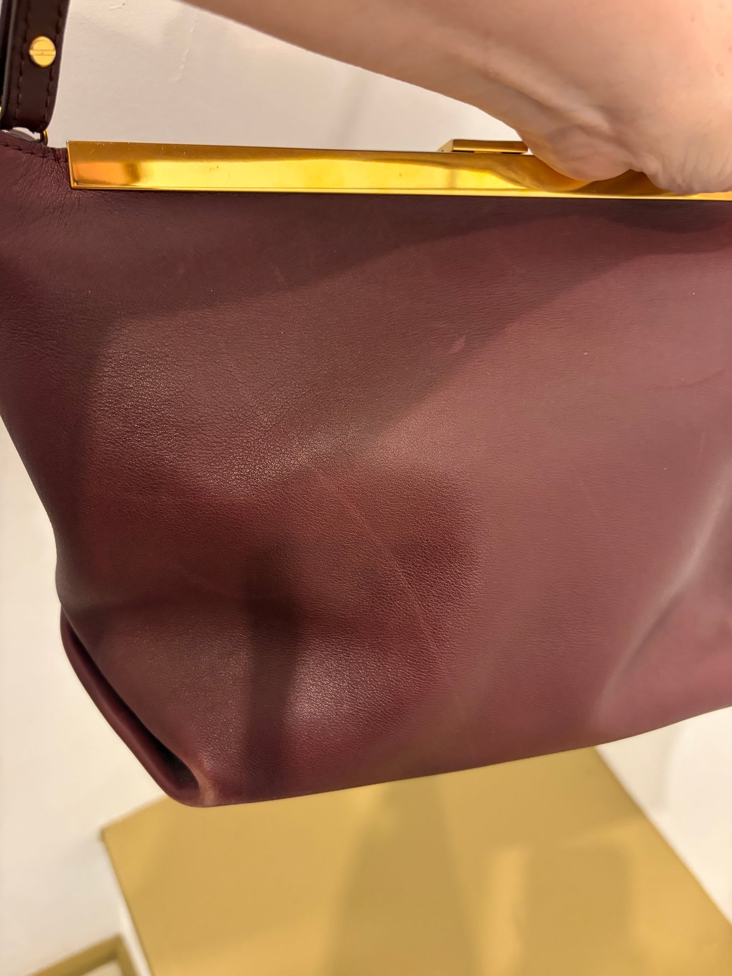 Khaite Leather Augusta Burgundy Leather Shouder Bag