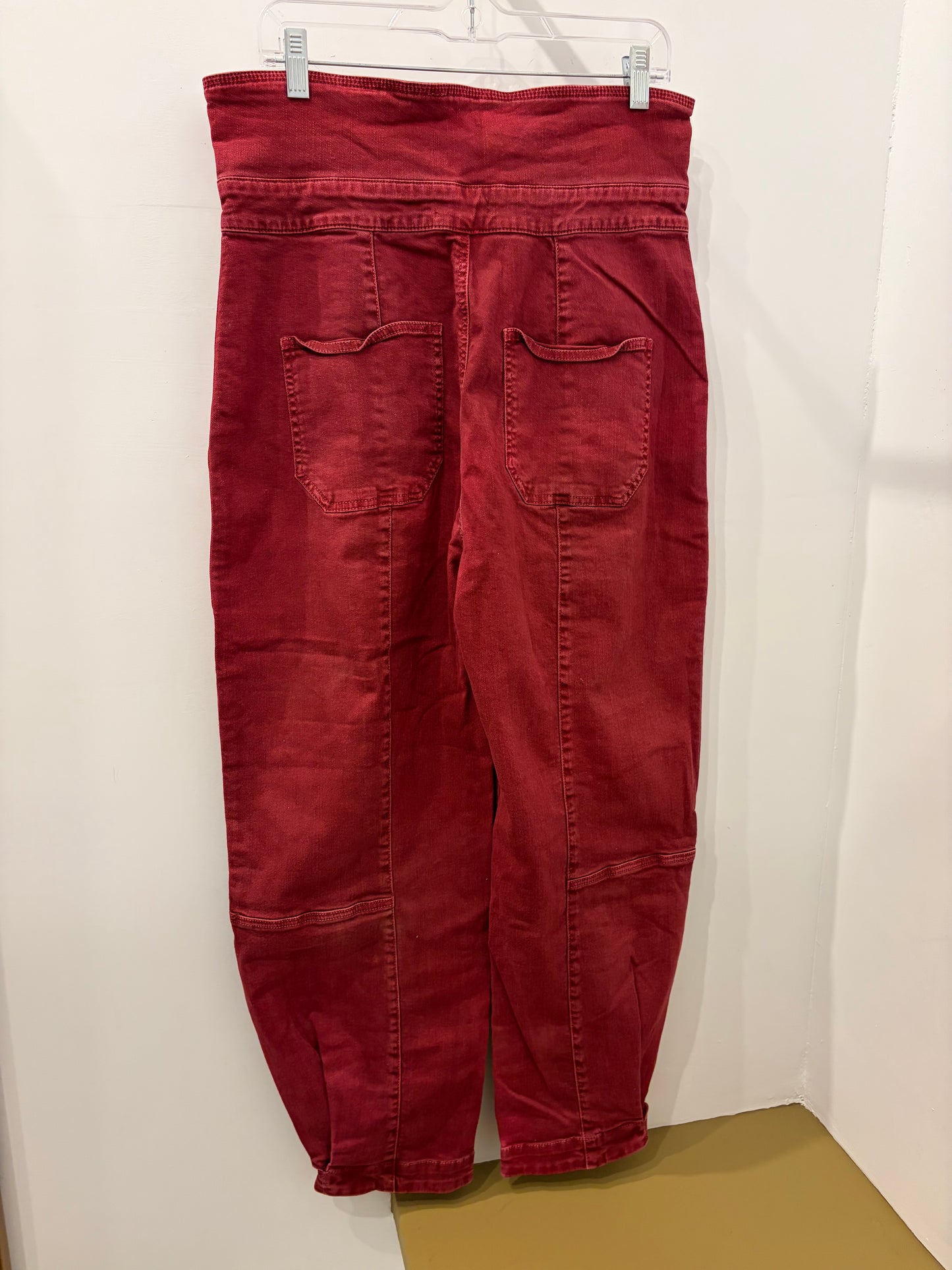 Ulla Johnson Burgundy Belted Barrel Leg Utility Jeans High Rise - 10