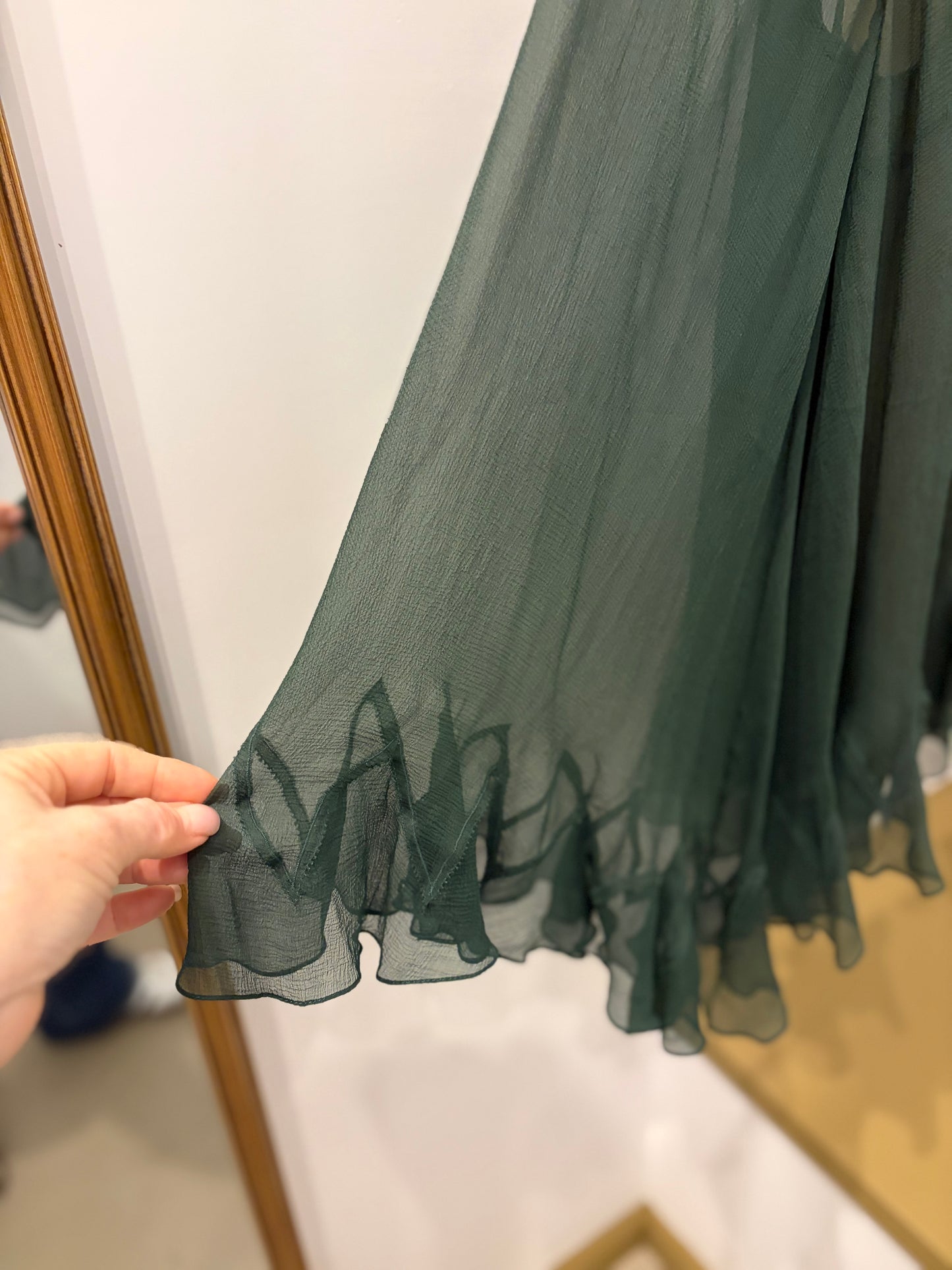 Chloé Sheer Silk Chiffon Ruffle Blouse Cami Set - 42