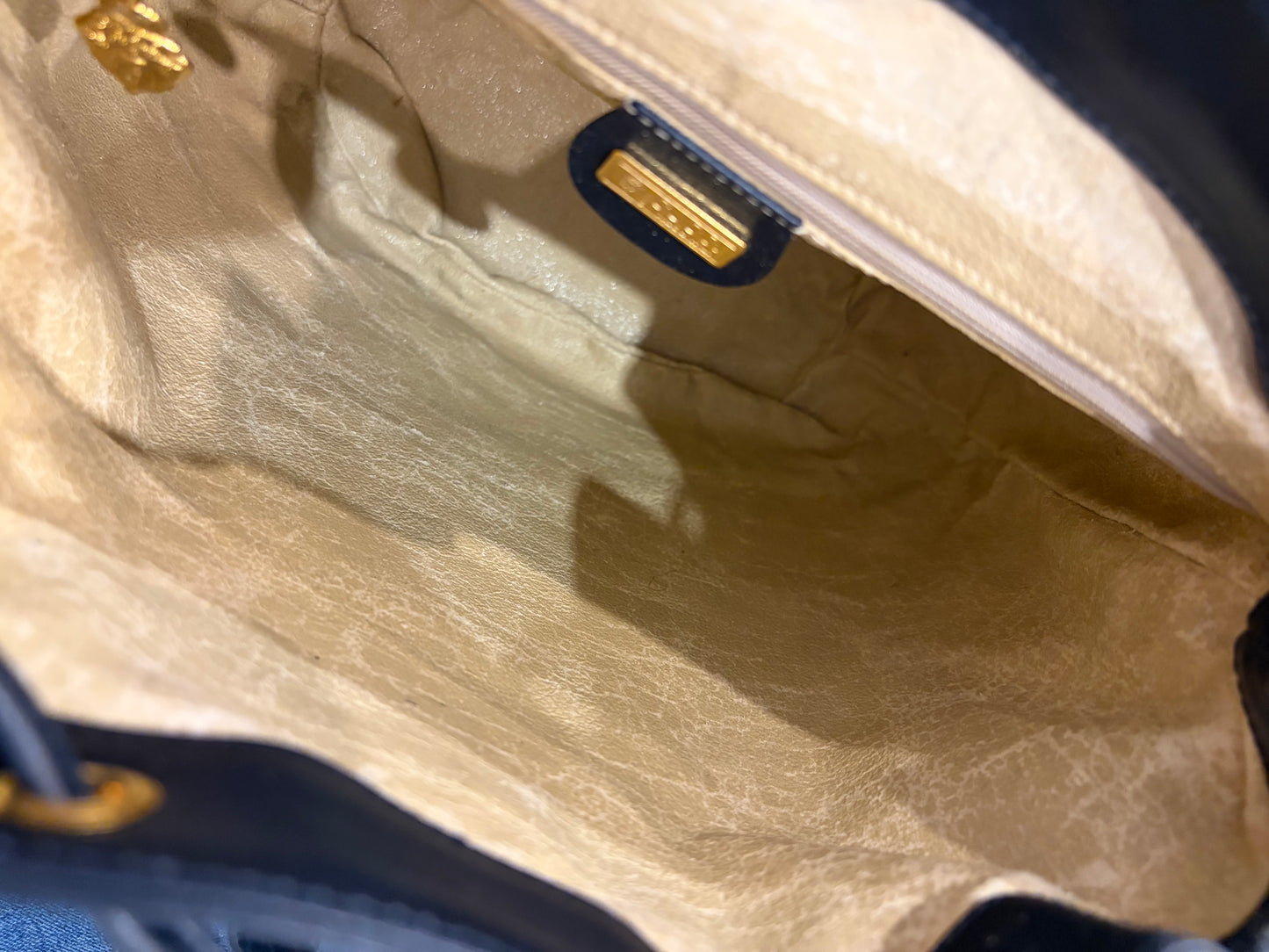 Vintage Gucci Flora Canvas & Navy Leather Drawstring Backpack