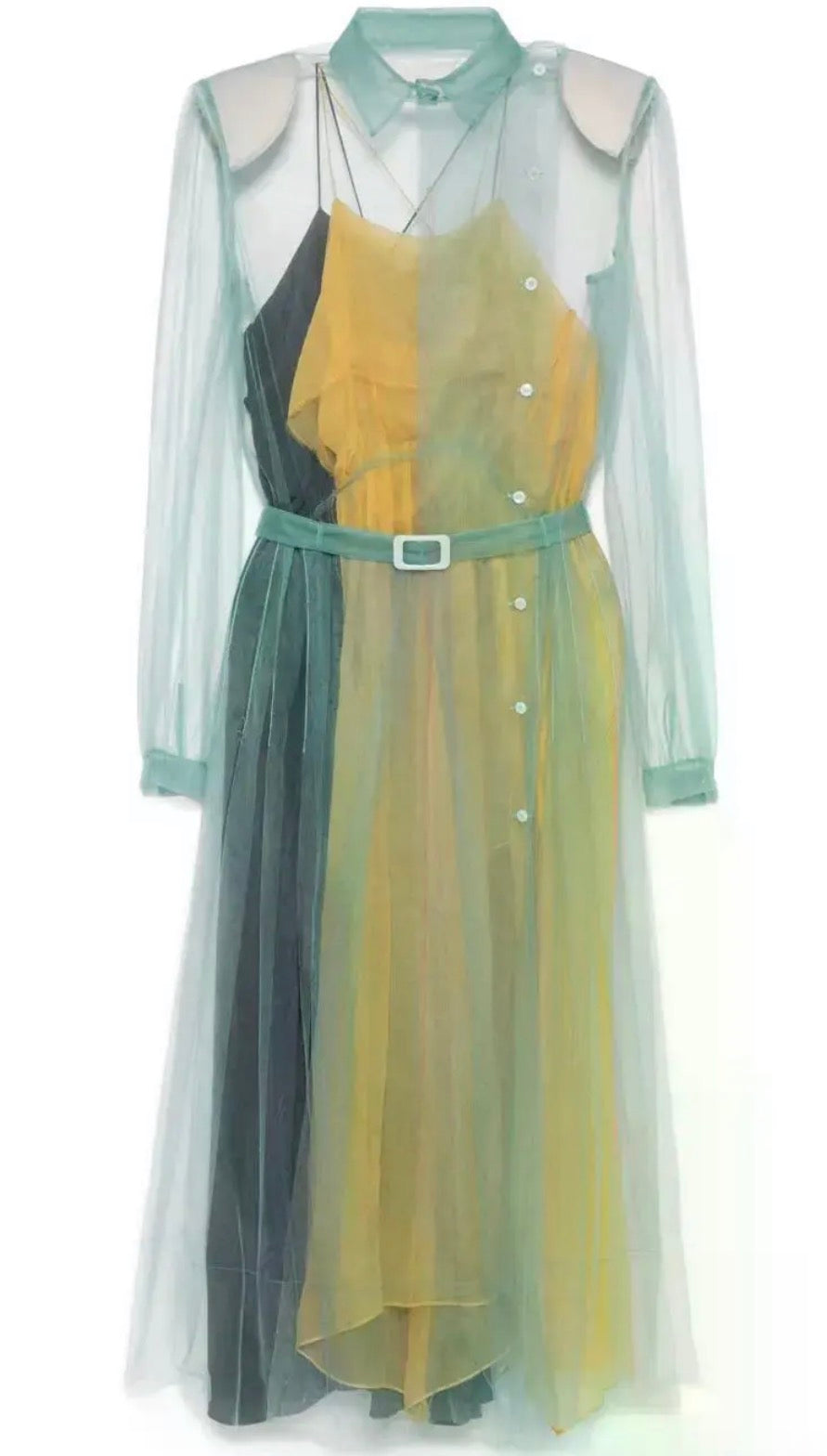 Maison Margiela Sheer Layered Midi Dress - Size 38