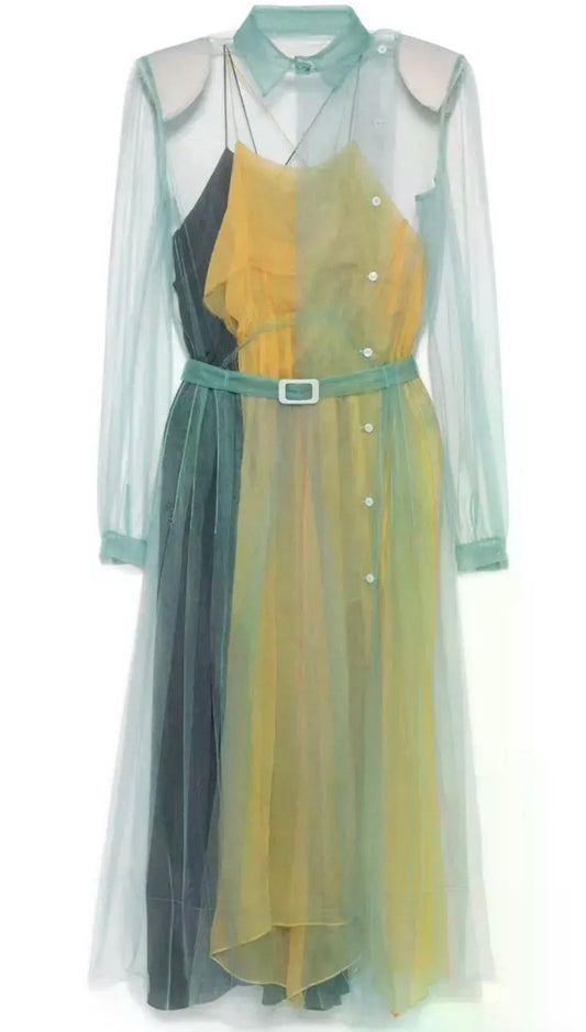 Maison Margiela Sheer Layered Midi Dress - Size 38