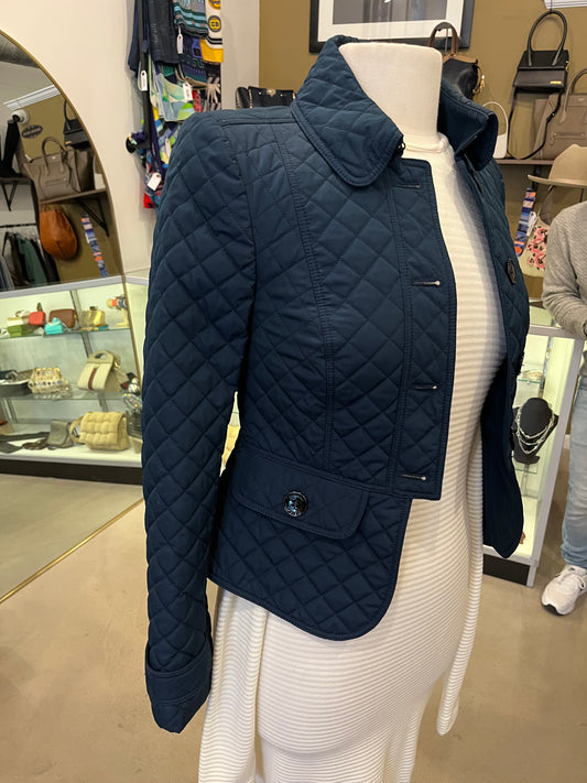 Burberry quilted short jacket blazer slate blue Size 2