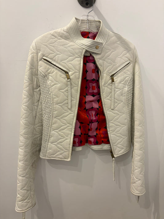 Dolce & Gabbana D&G White Quilted Leather Moto Jacket - IT 40 (4)