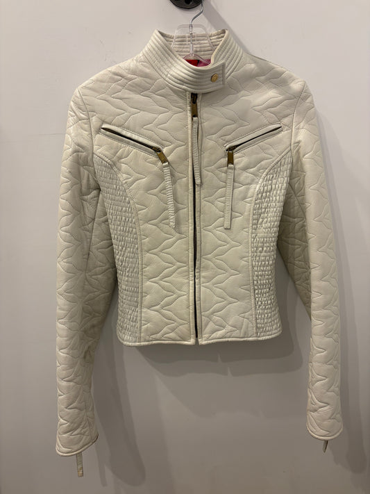 Dolce & Gabbana D&G White Quilted Leather Moto Jacket - IT 40 (4)