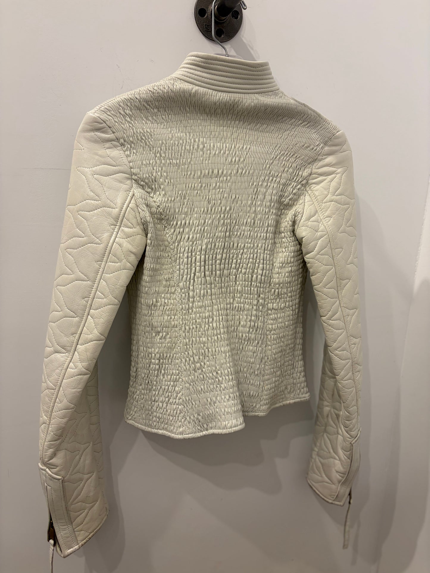 Dolce & Gabbana D&G White Quilted Leather Moto Jacket - IT 40 (4)