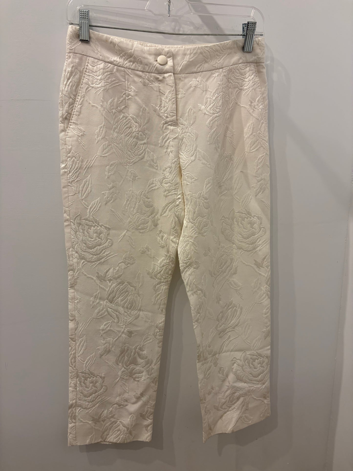 Dolce & Gabbana Ivory Floral Jacquard Cropped Trousers - Size 36