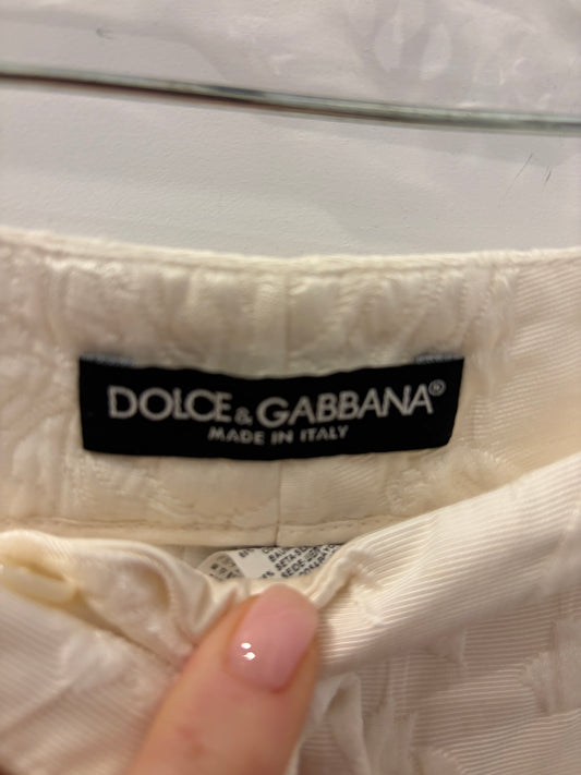 Dolce & Gabbana Ivory Floral Jacquard Cropped Trousers - Size 36