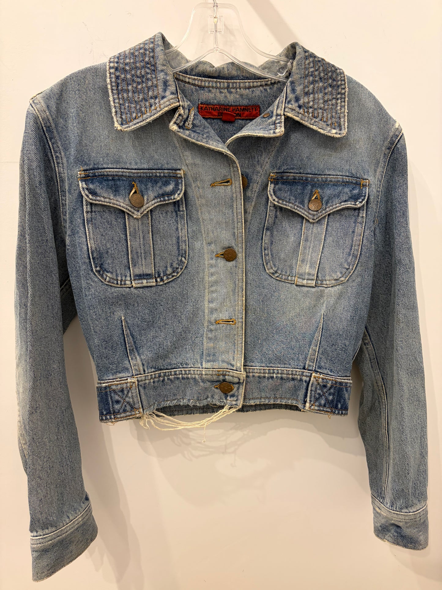 Vintage Katharine Hamnett London Cropped Denim Jacket - Size 40
