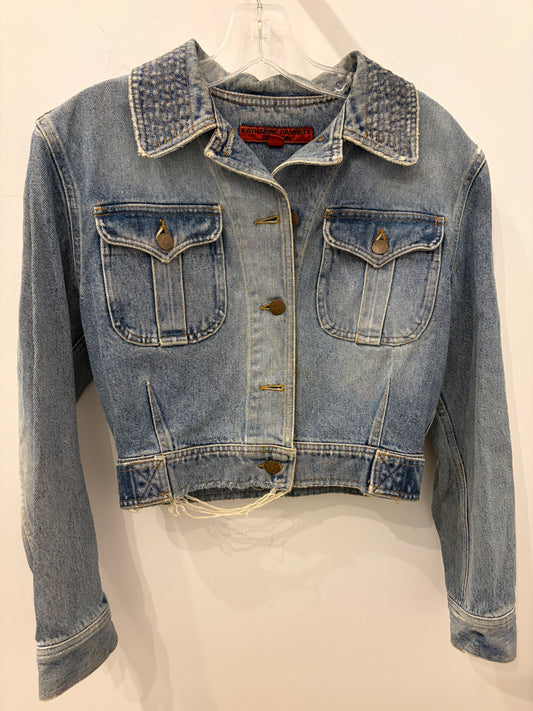 Vintage Katharine Hamnett London Cropped Denim Jacket - Size 40