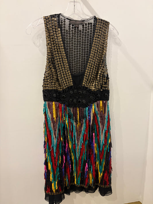 Jenny Packham Catwalk Embellished Sequin Fringe Cocktail Dress - UK12