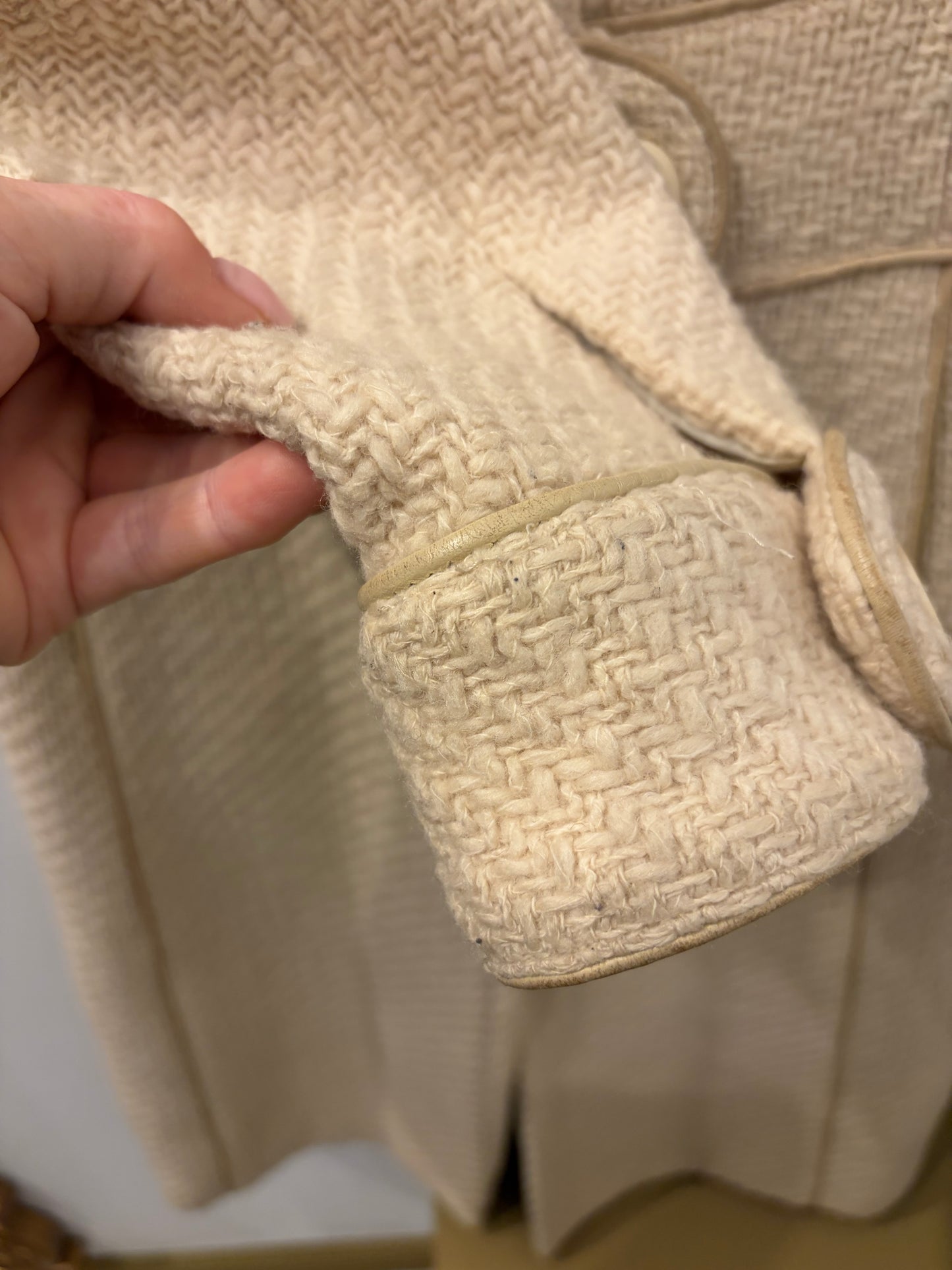 Mackage Cream Wool Blend Belted Coat - Petite Small