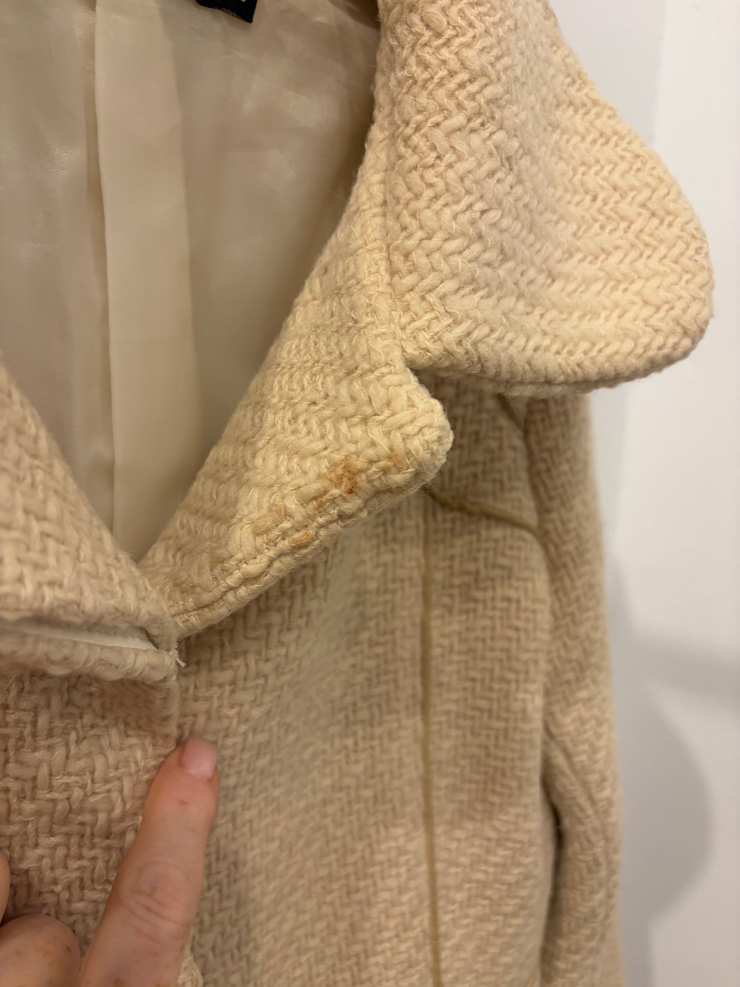 Mackage Cream Wool Blend Belted Coat - Petite Small