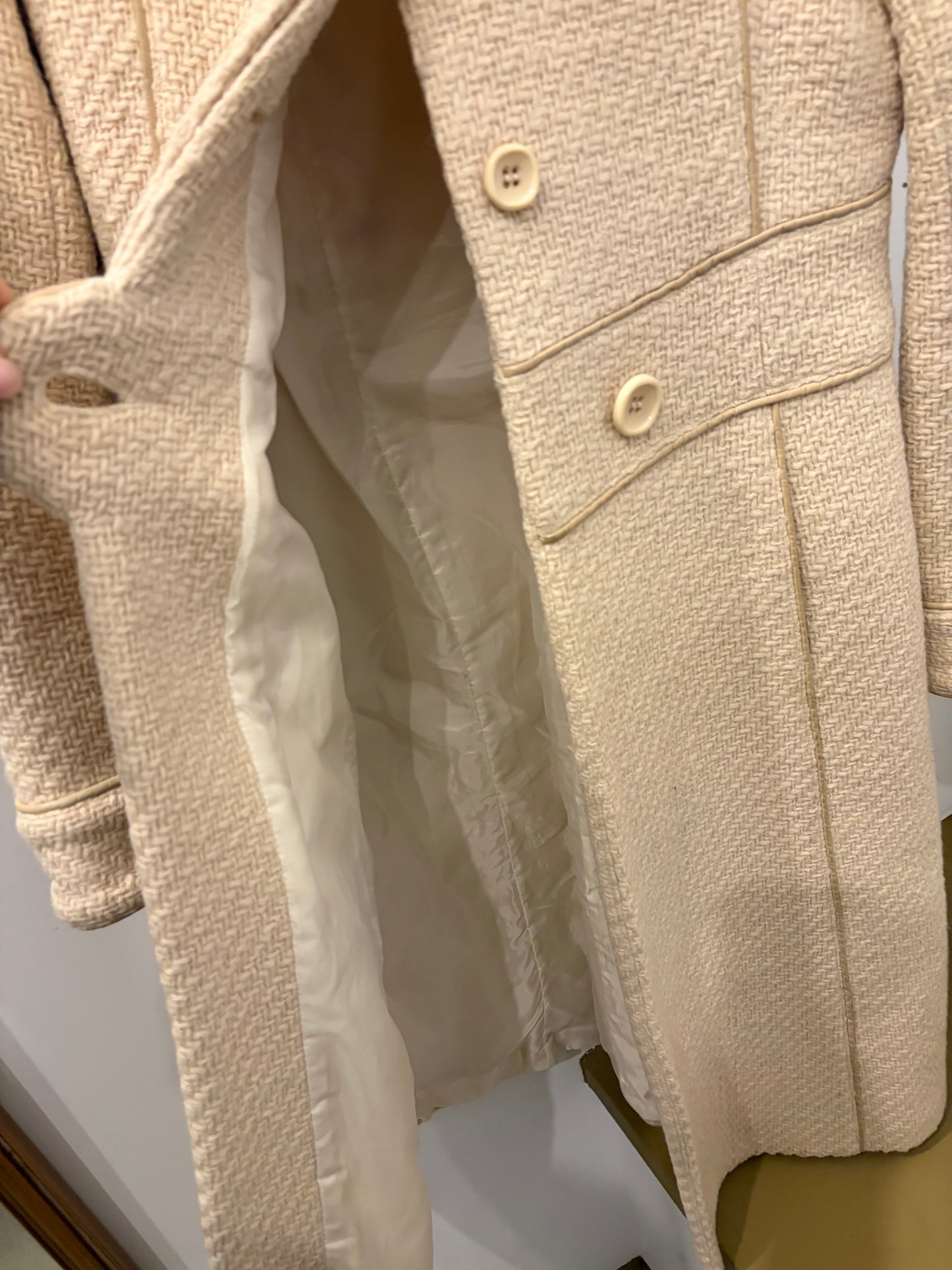 Mackage Cream Wool Blend Belted Coat - Petite Small