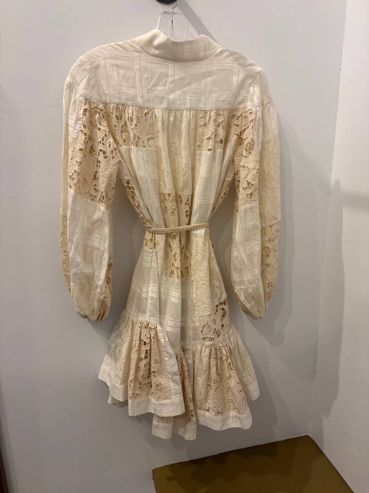 Zimmerman Ivory Patchwork Lace Mini Dress Rope Belt w/shells - Size 0