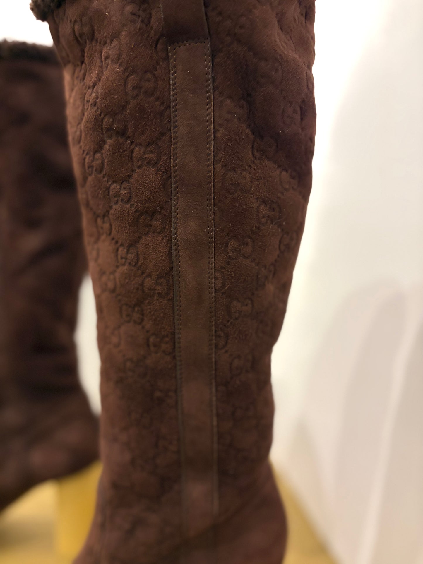 Gucci GG Monogram Shearling Boot - Size 39