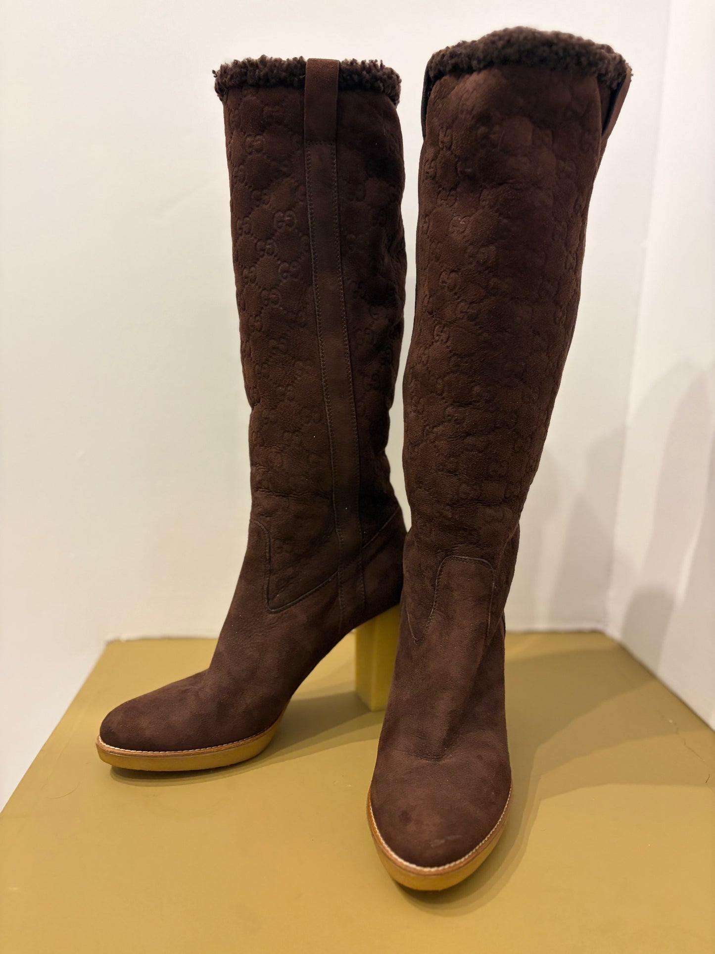 Gucci GG Monogram Shearling Boot - Size 39