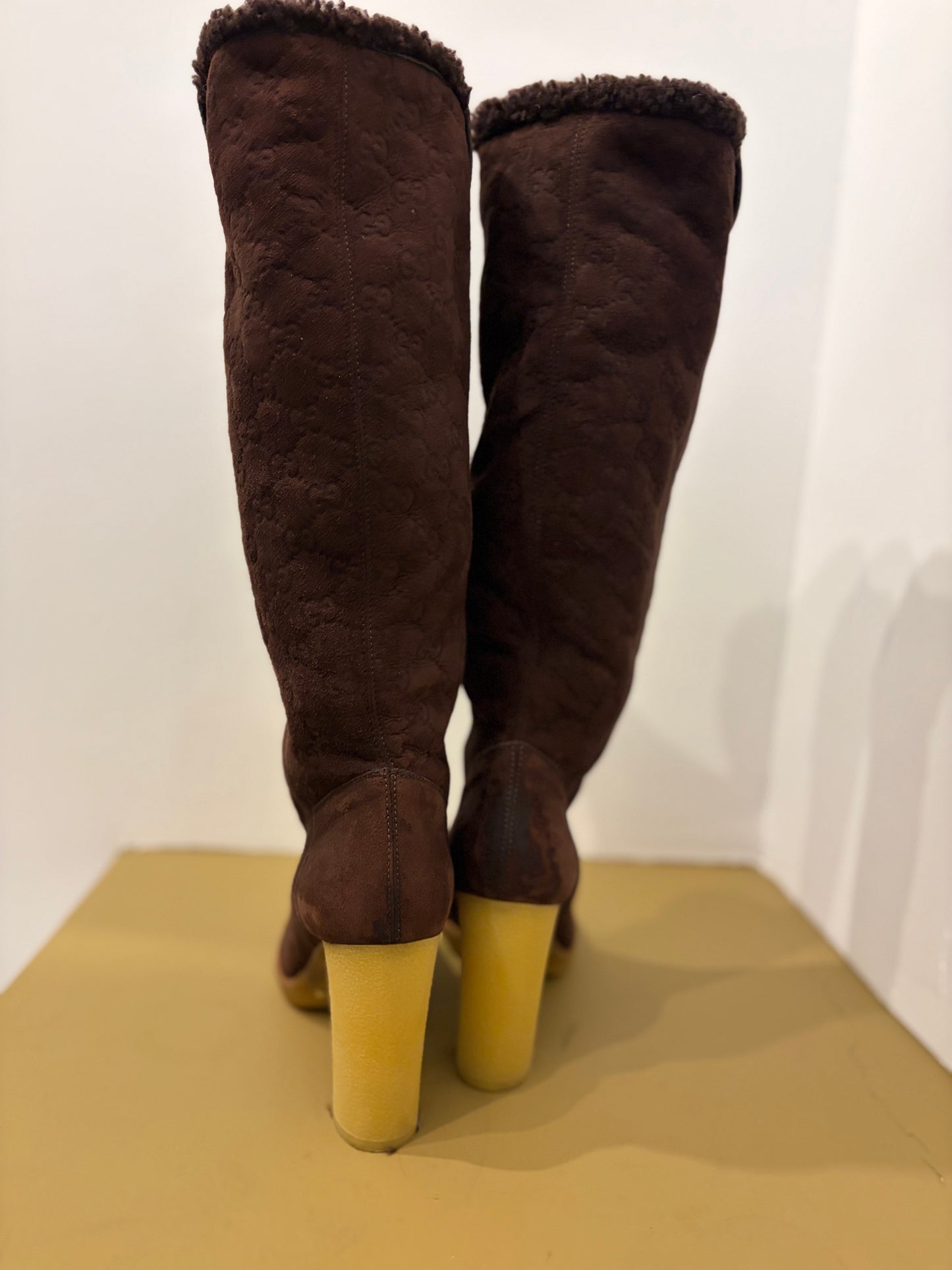 Gucci GG Monogram Shearling Boot - Size 39