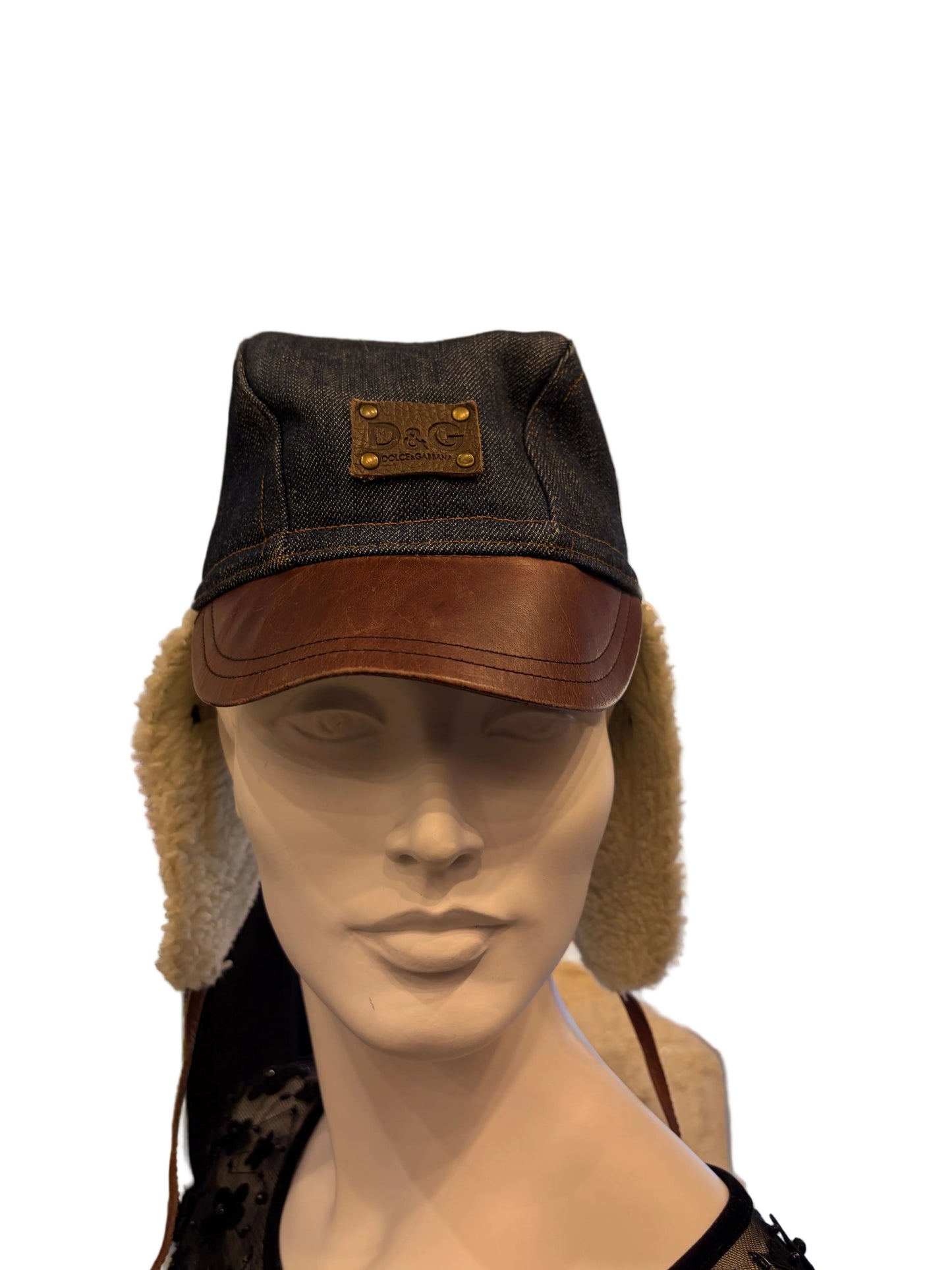 D&G convertible denim trapper/aviator cap - Medium