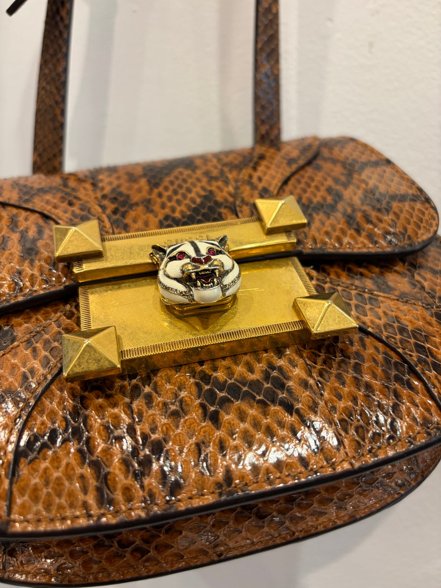 Gucci Osiride Python Tiger Head Osiride Crossbody - Small