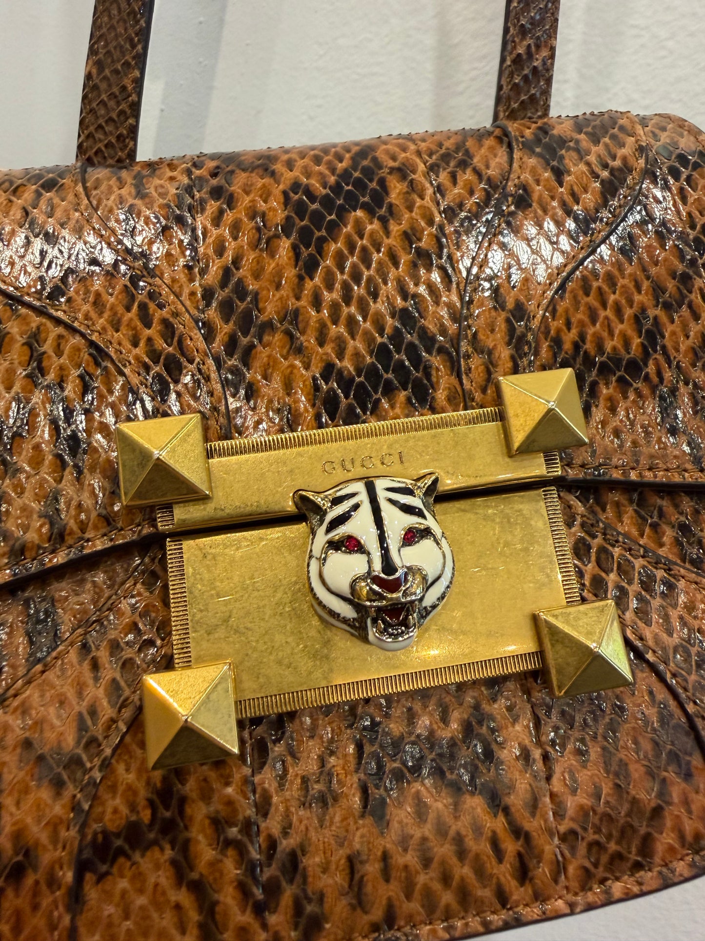 Gucci Osiride Python Tiger Head Osiride Crossbody - Small