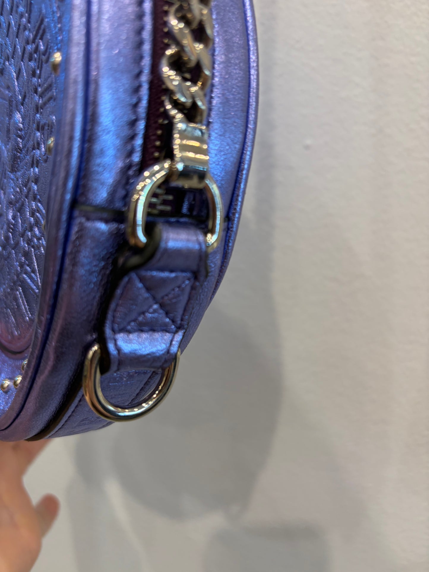 Balmain Renaissance  Metallic Leather Round Crossbody
