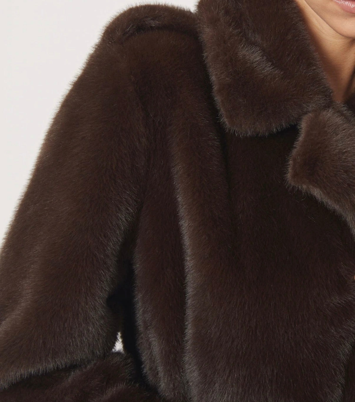 REISS Chocolate Brown Faux-Fur Belted Coat - Size 0