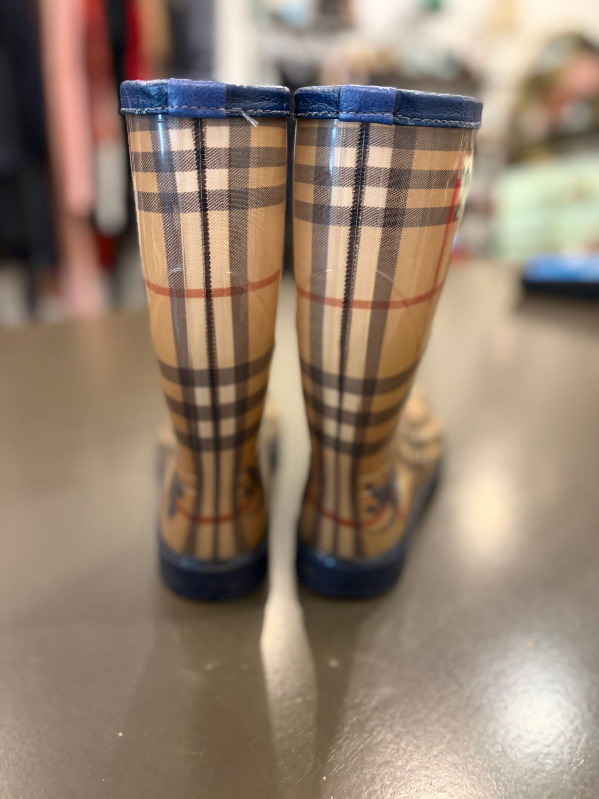 Burberry Nova Check Equestrian Rain Boots - Size 37