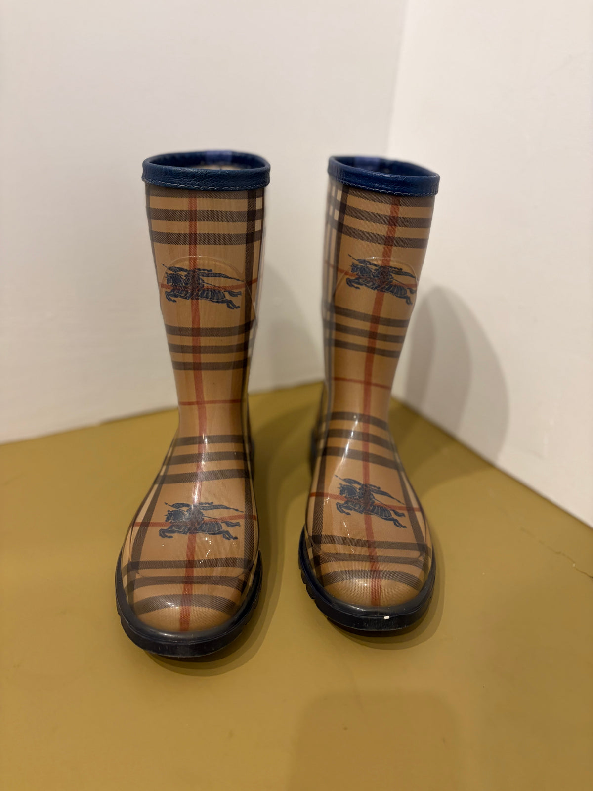Burberry Nova Check Equestrian Rain Boots - Size 37