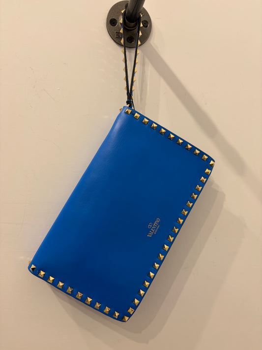 Valentino Garavani Rockstud Blue Leather Clutch/Portfolio