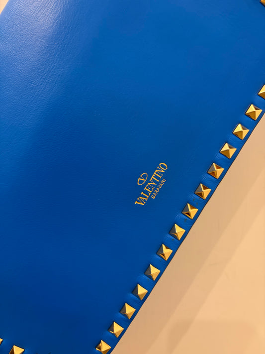 Valentino Garavani Rockstud Blue Leather Clutch/Portfolio