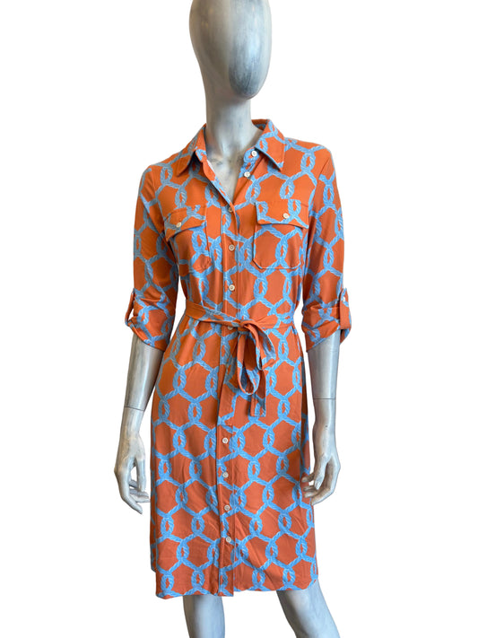 J.McLaughlin Printed Shirt Dress Or/Bl – Size XS