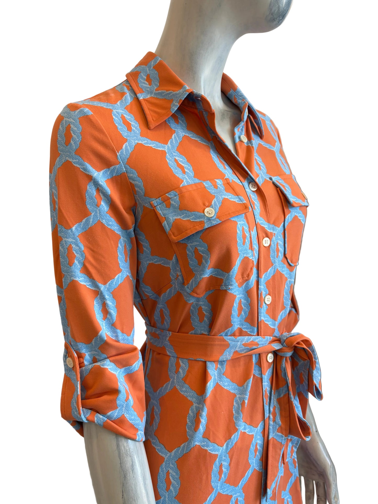 J.McLaughlin Printed Shirt Dress Or/Bl – Size XS