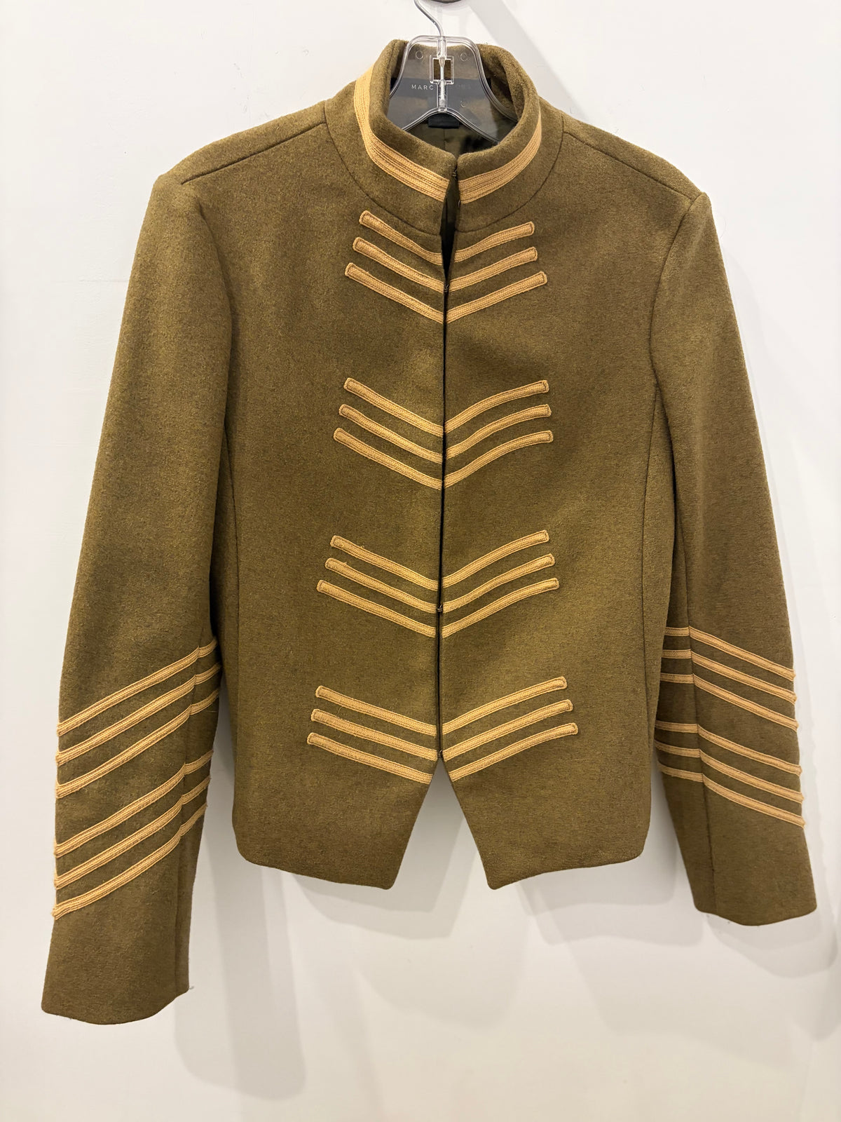 Marc Jacobs Olive Wool Military Jacket Gold Braid Trim - 8