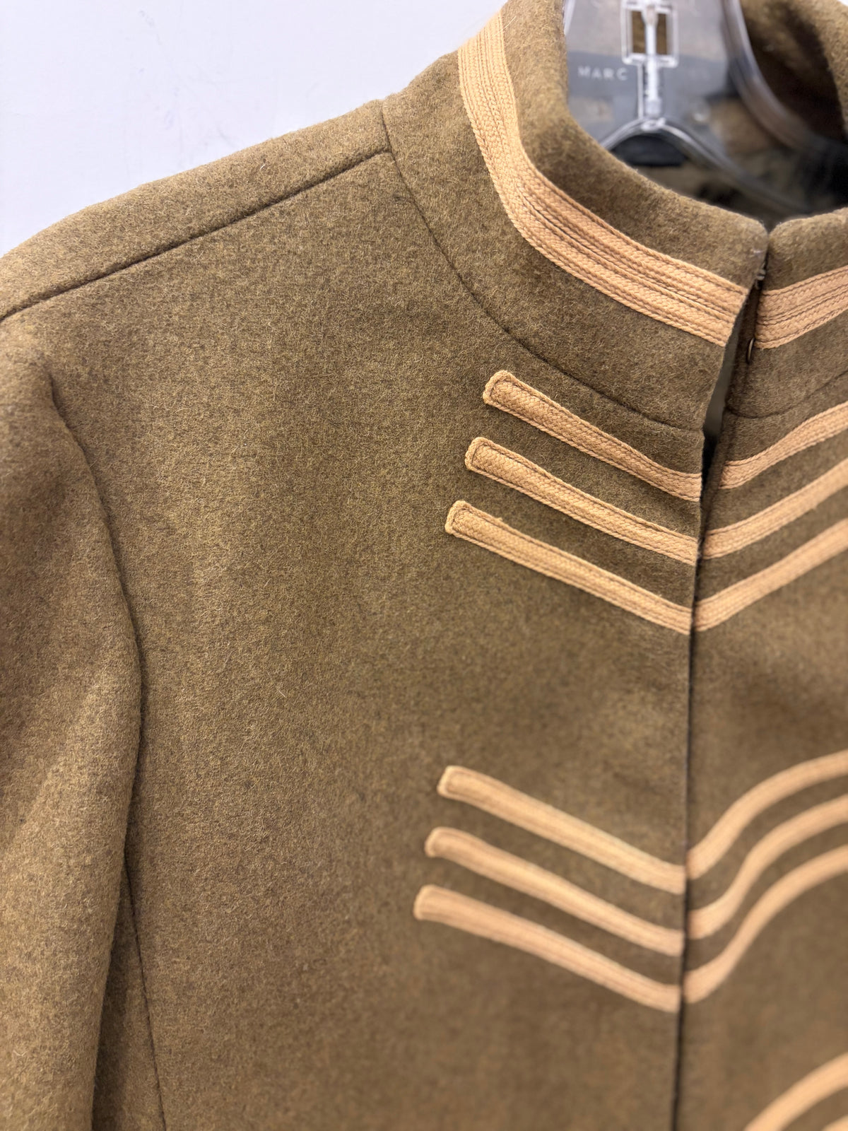 Marc Jacobs Olive Wool Military Jacket Gold Braid Trim - 8