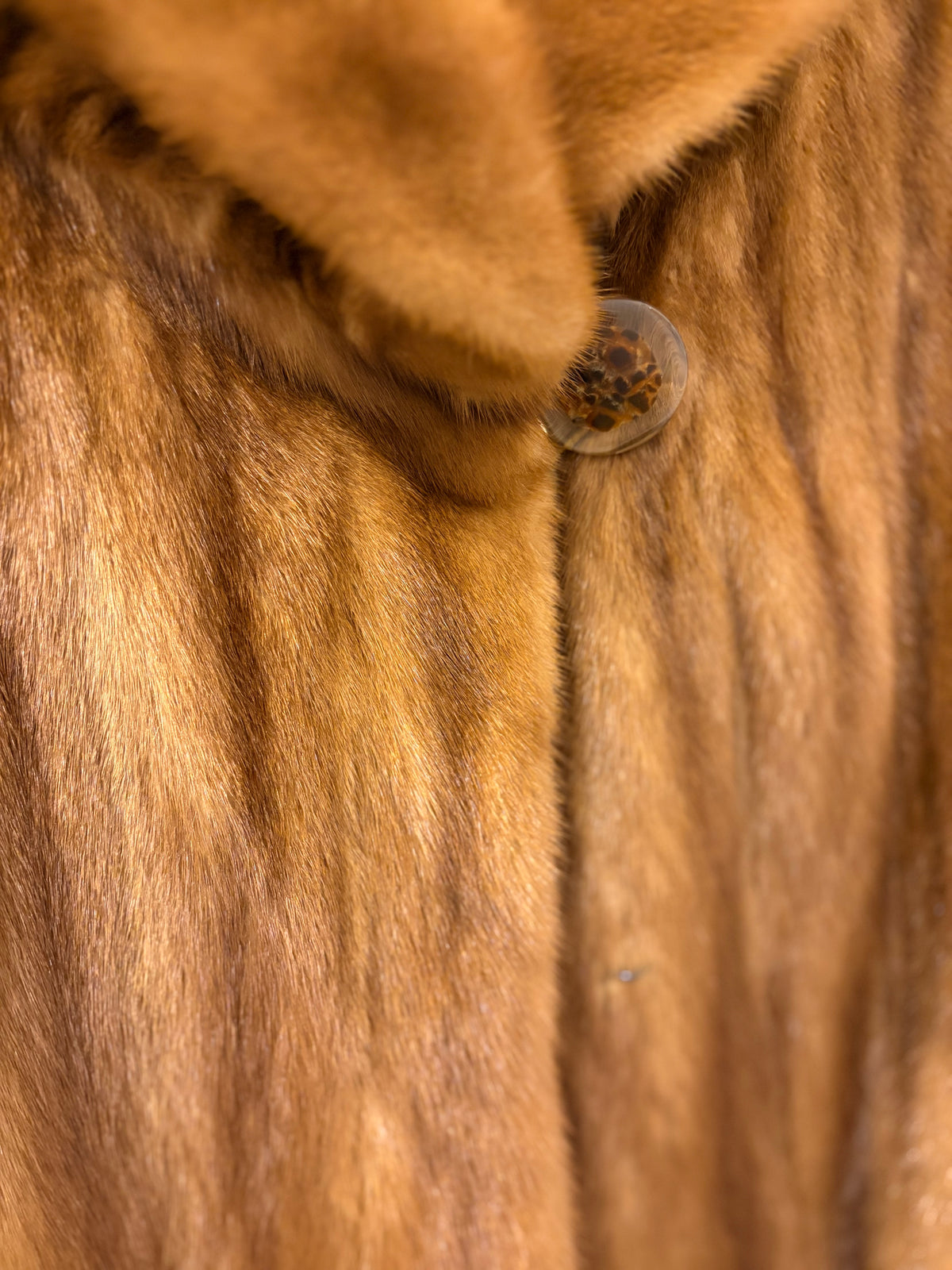 Vintage Genuine Mink Swing Coat Honey Brown Oversized Collar M/L