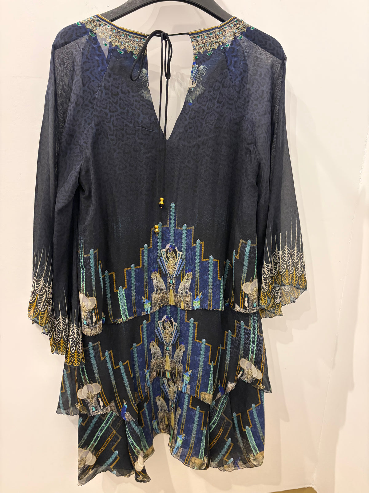 Camilla Embellished Silk Printed Dress Leopard Crystal Detail - XS