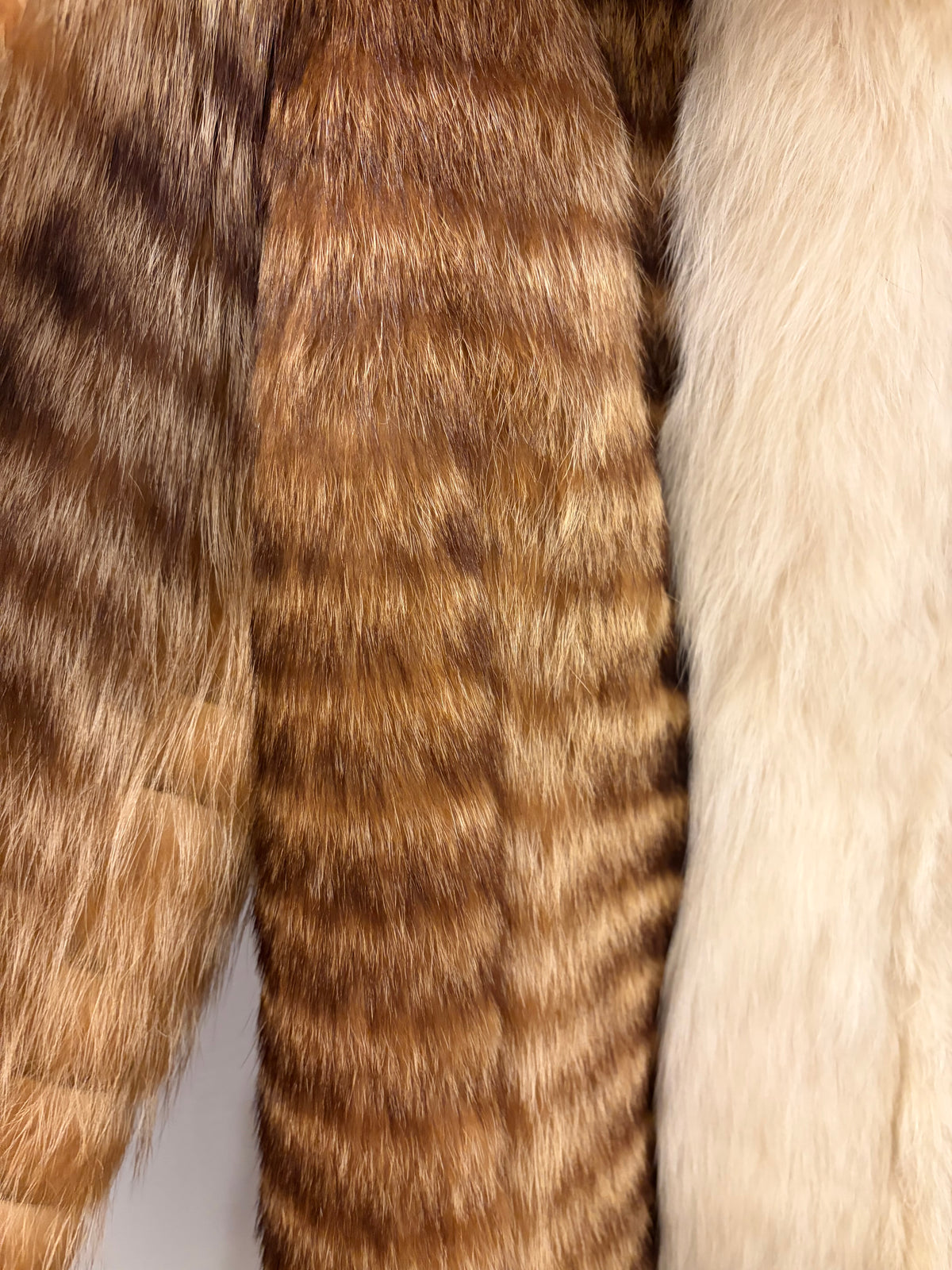 Vintage Genuine Fur Jacket Brown with Oversized Cream Fur Collar - Small